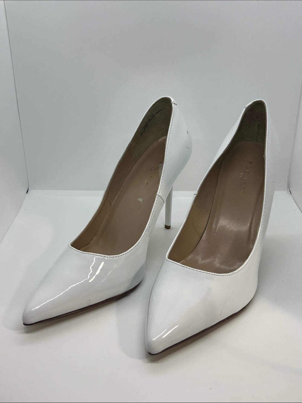 Sexy White Pleaser High Heel Pumps. Size 12 With A 4 Inch Heel.